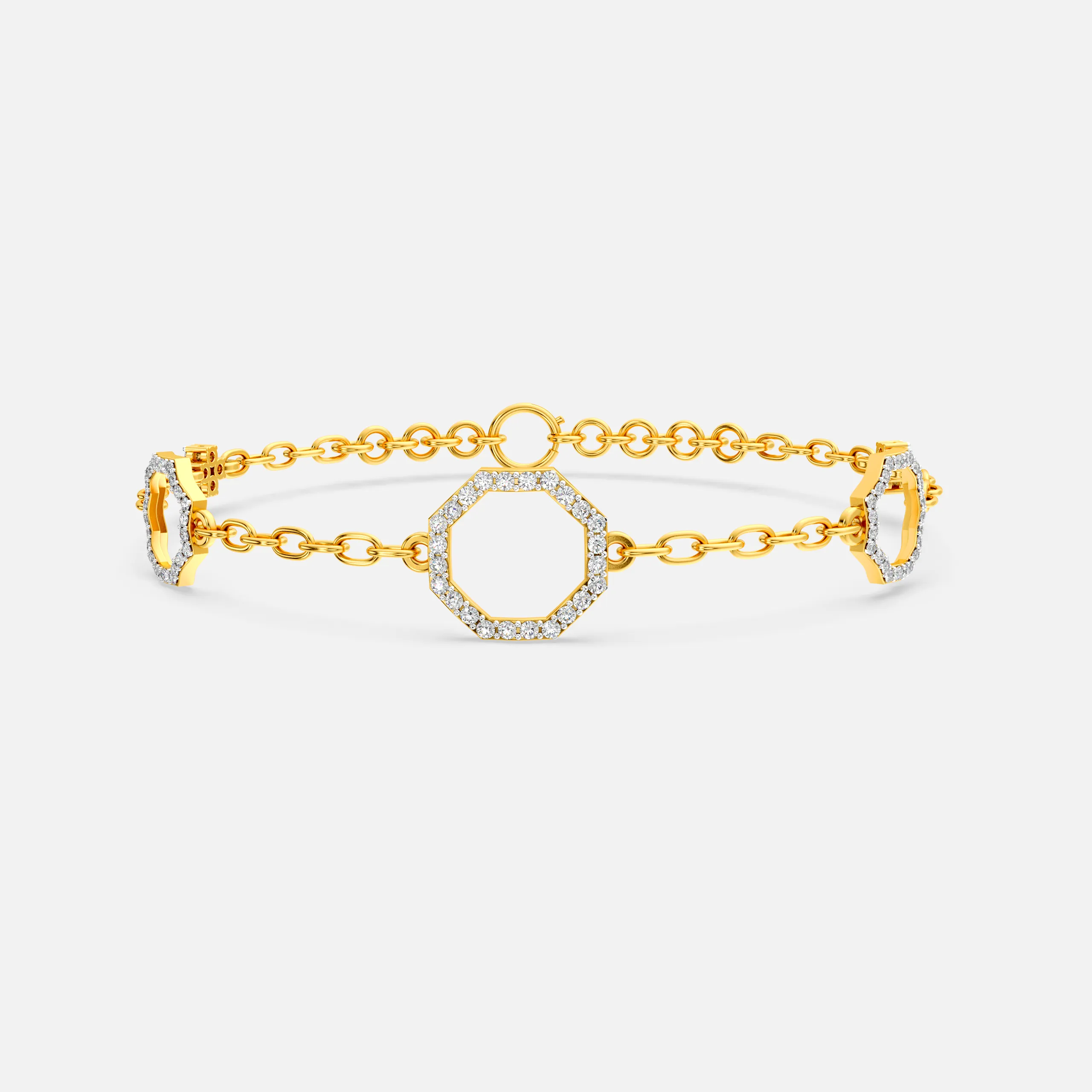 Octagonal Diamond Charm Bracelet