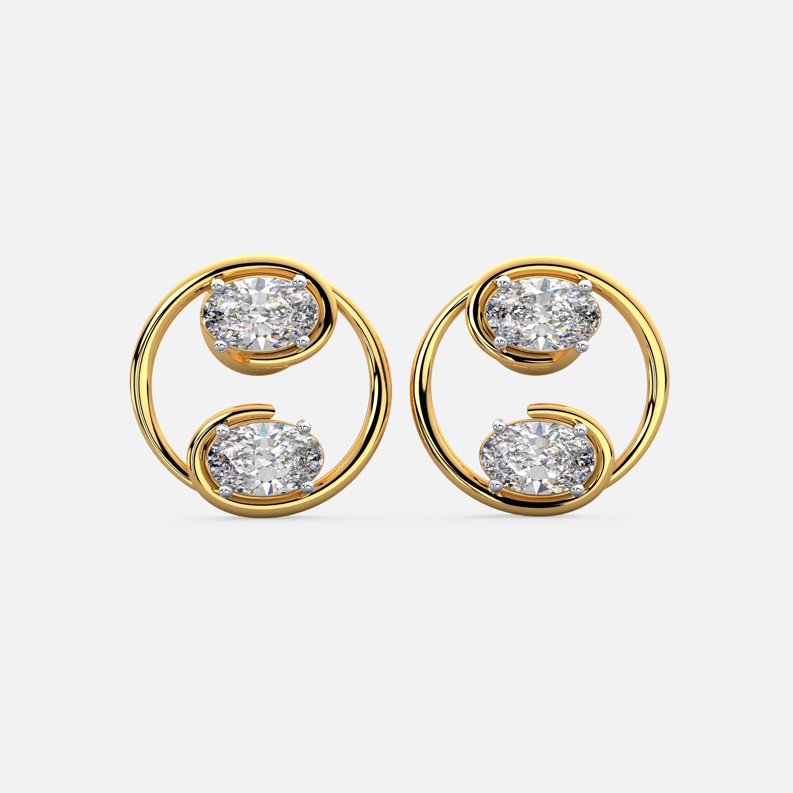 Oval Swirl Diamond Studs