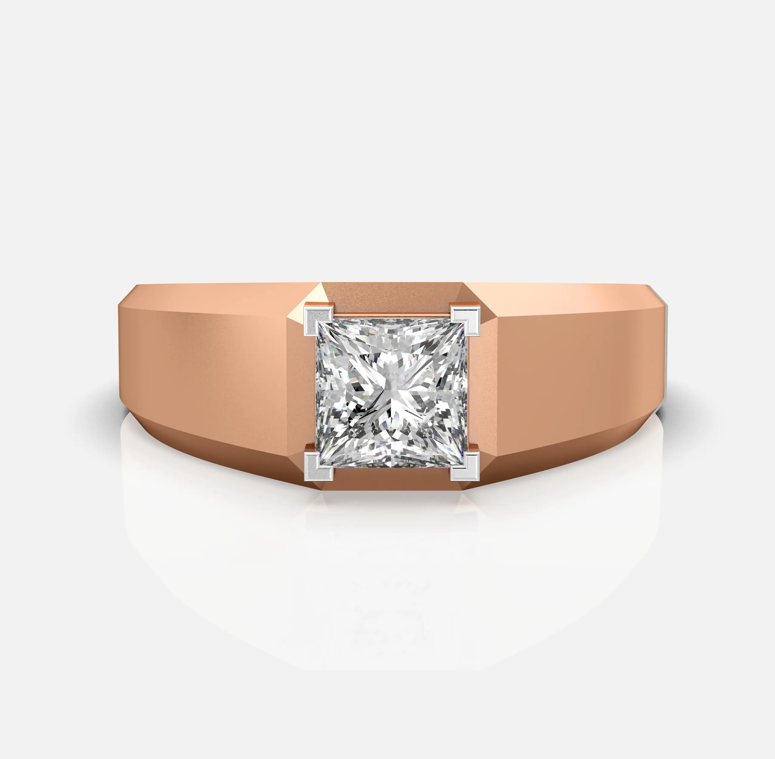 Bold Square Solitaire Men's Ring