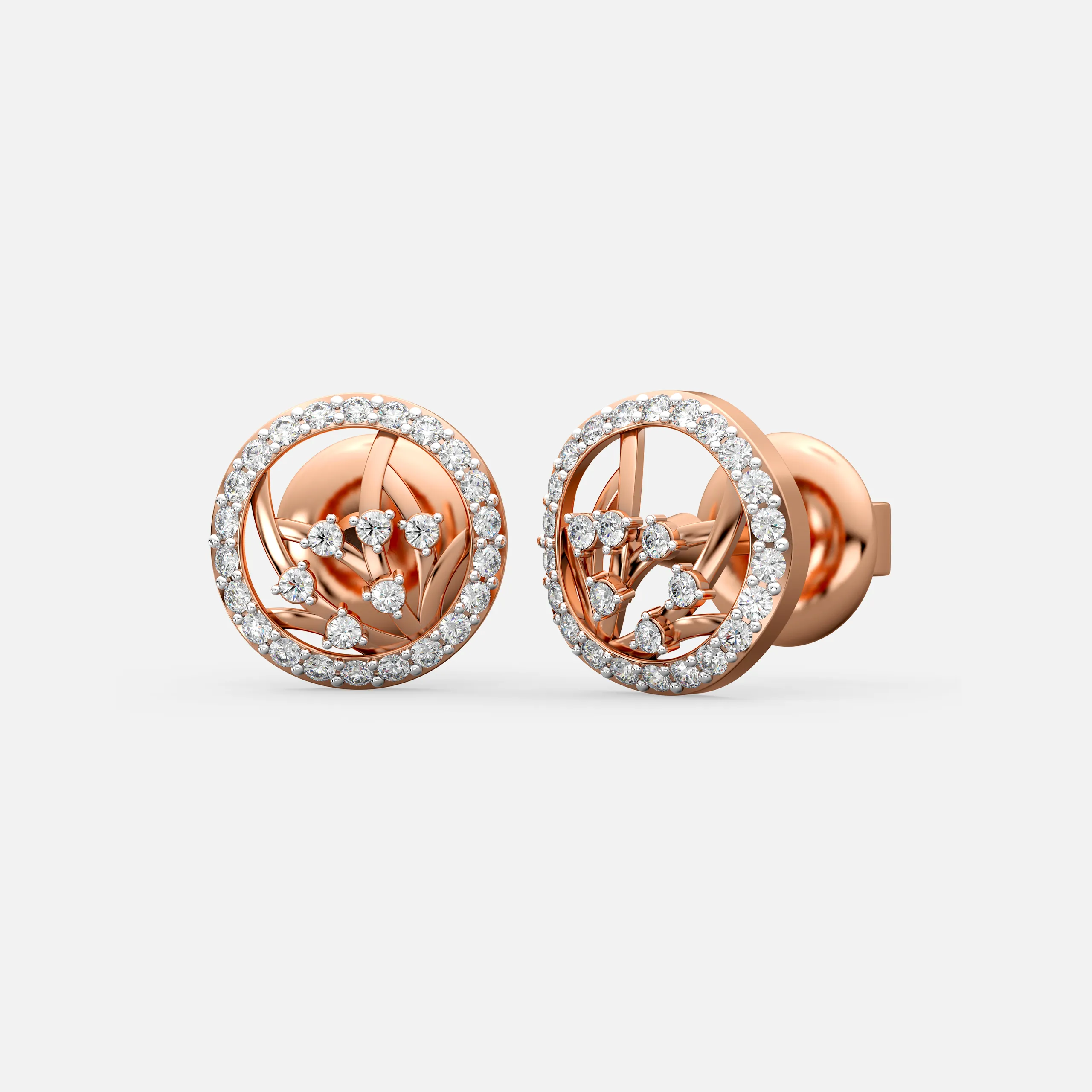 Diamond Halo Vine Studs