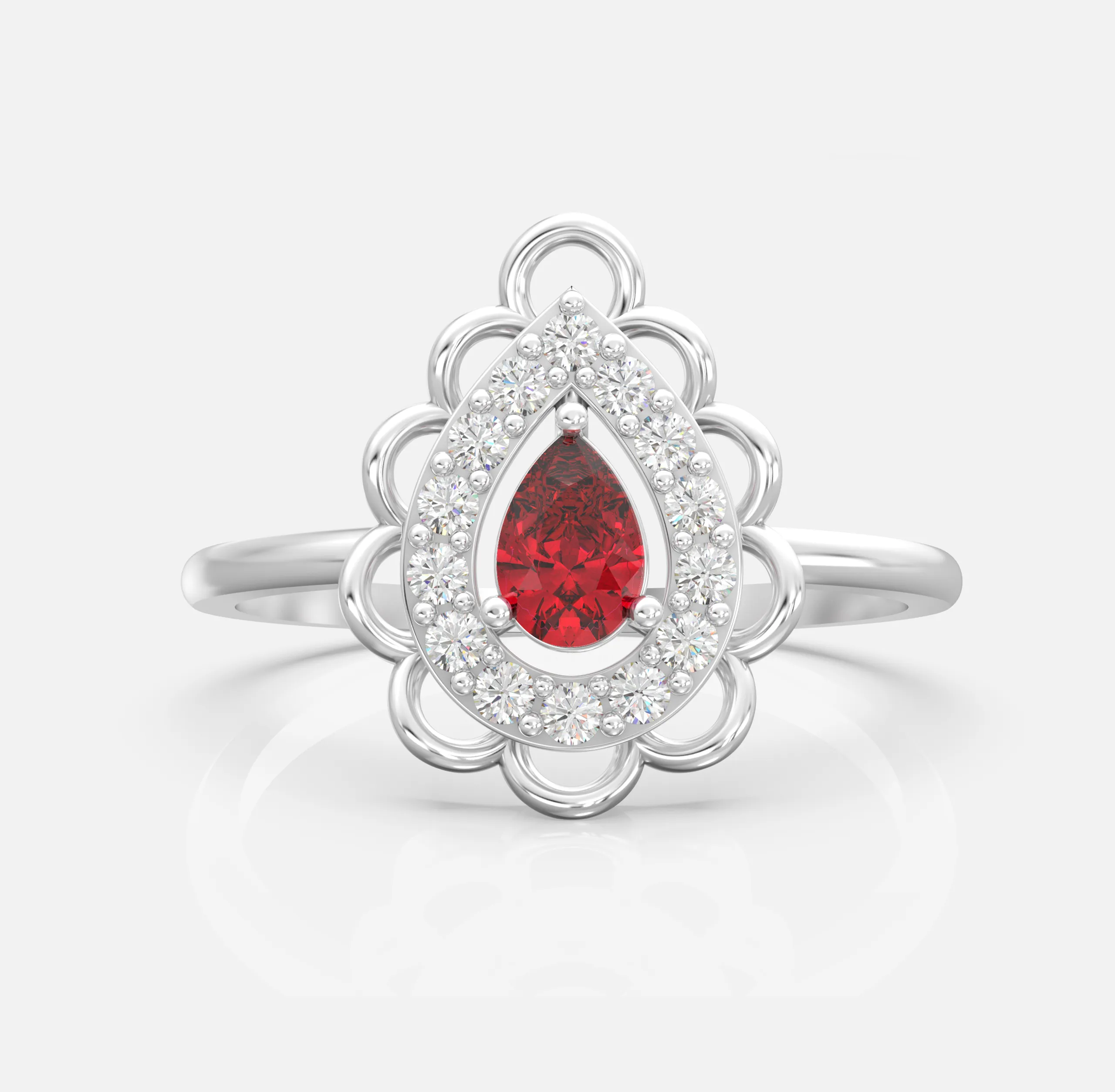Regal Teardrop Halo Ring