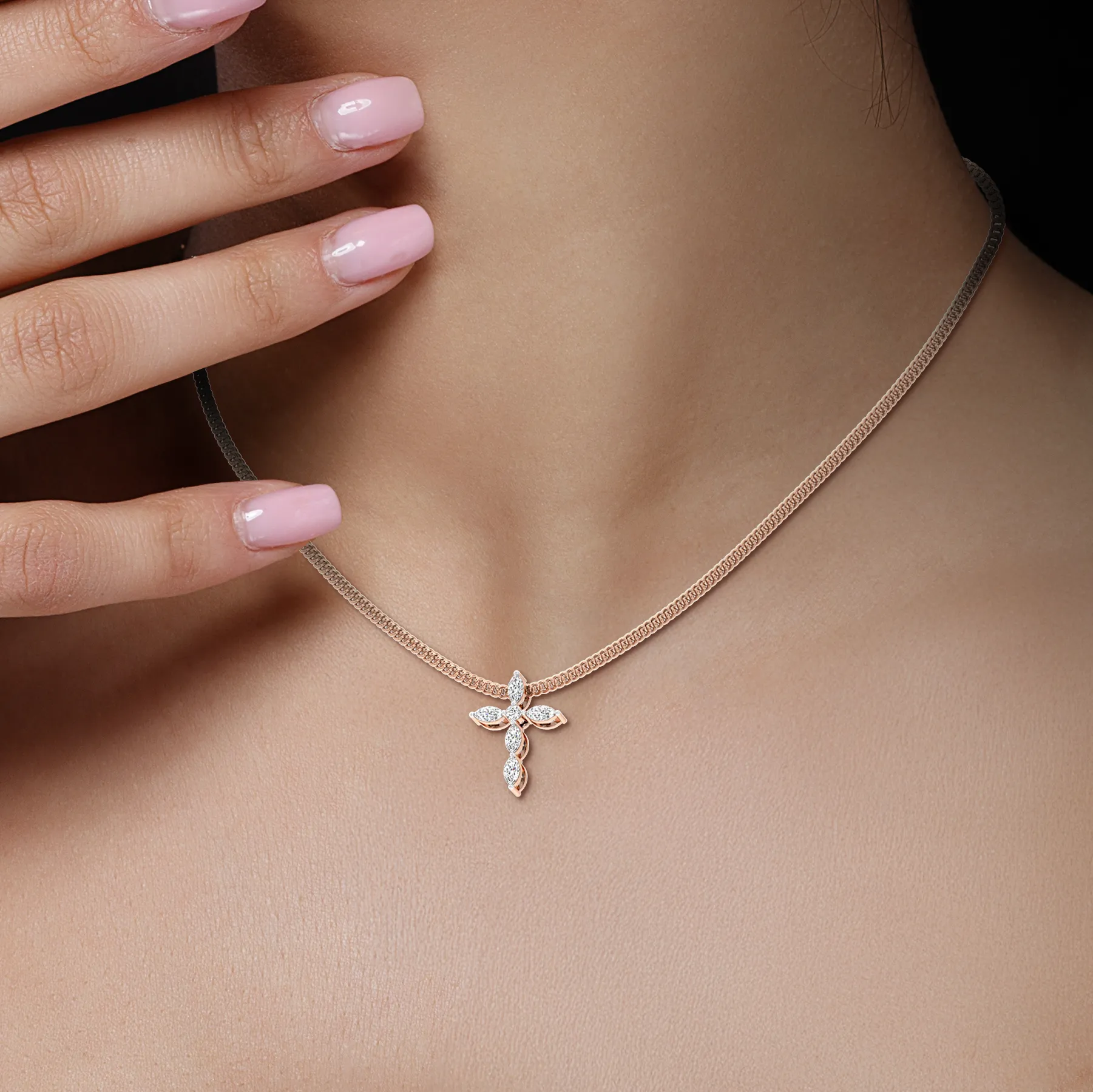 Marquise Cross Diamond Pendant