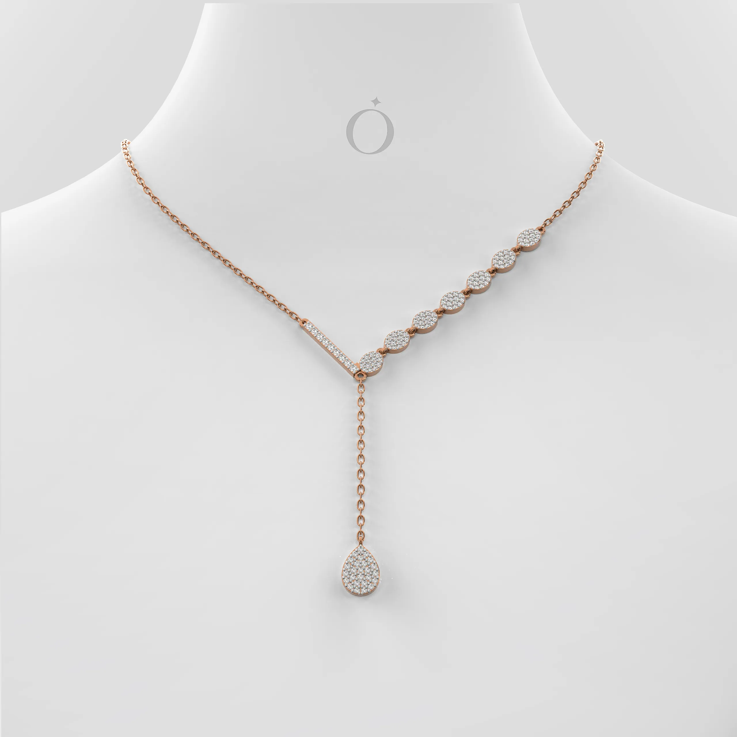 Asymmetric Drop Diamond Necklace