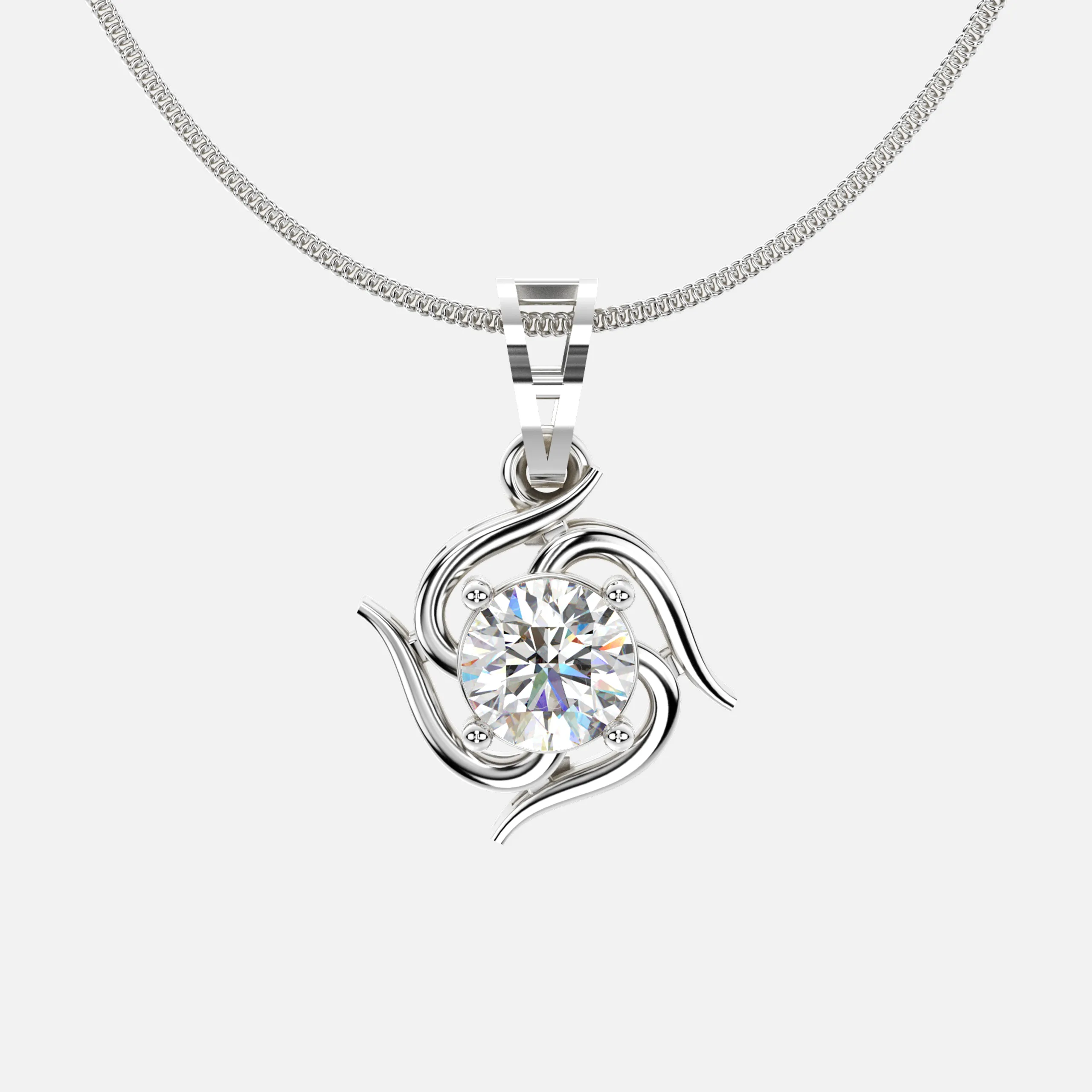 Swirl Solitaire Diamond Pendant