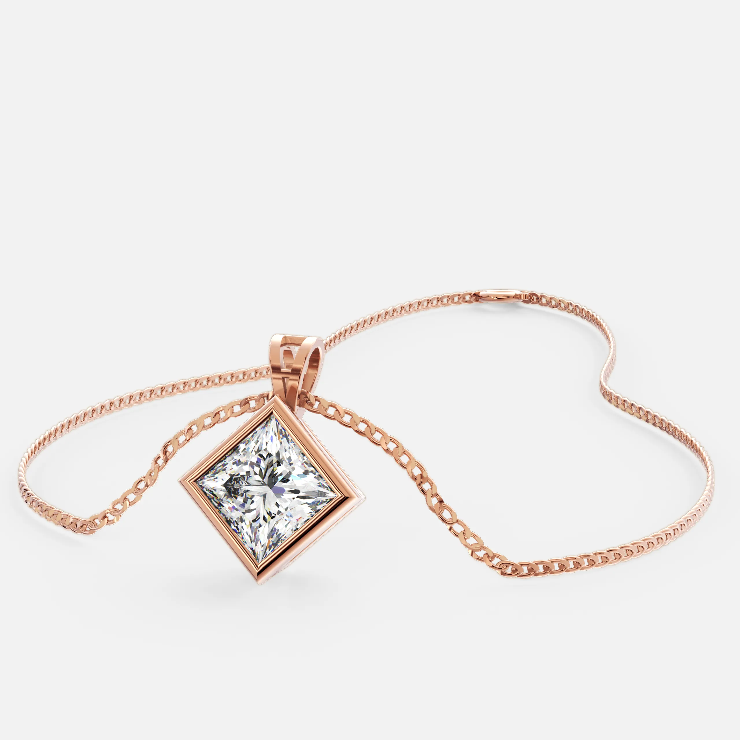 Regal Princess-Cut Diamond Pendant