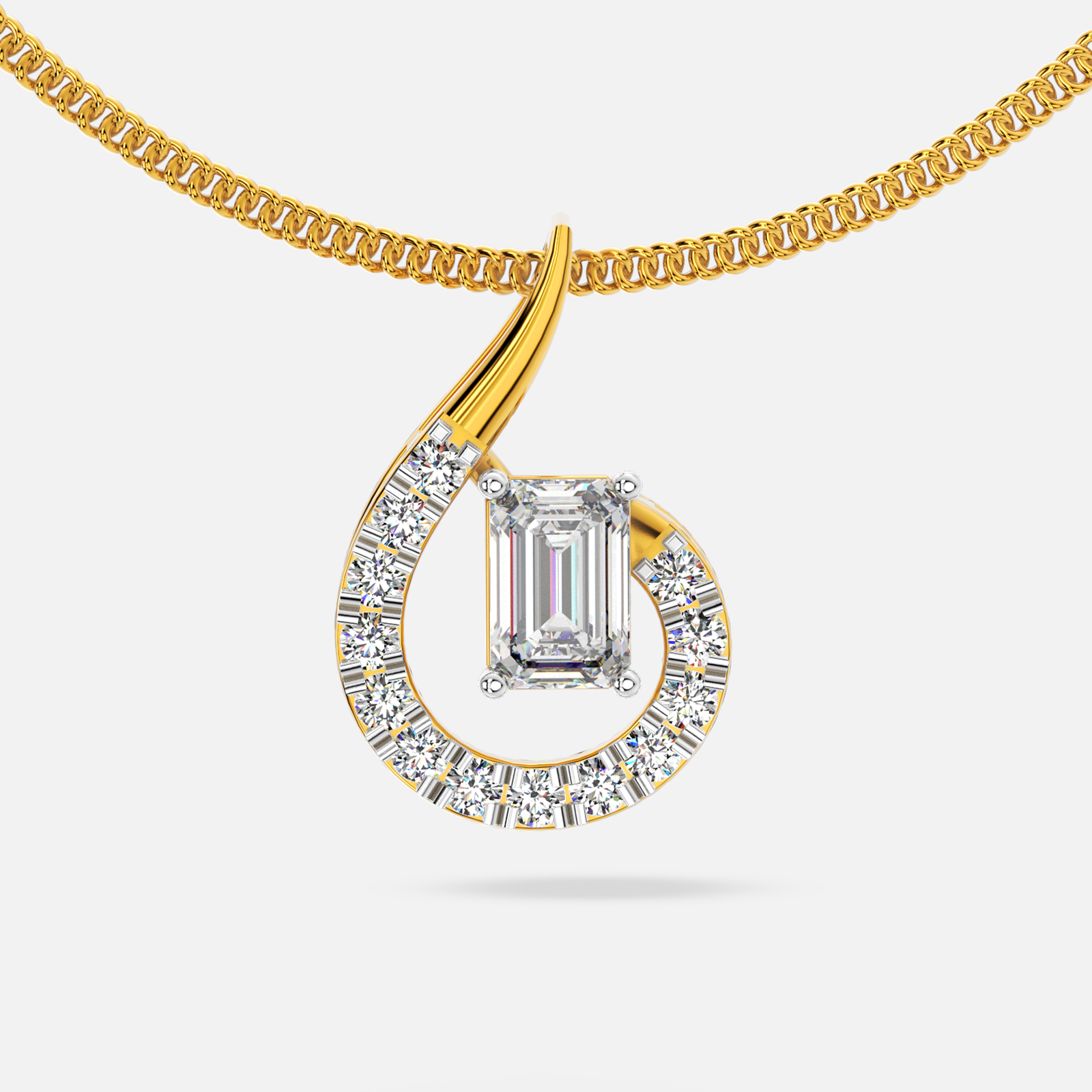 Emerald Swirl Diamond Pendant