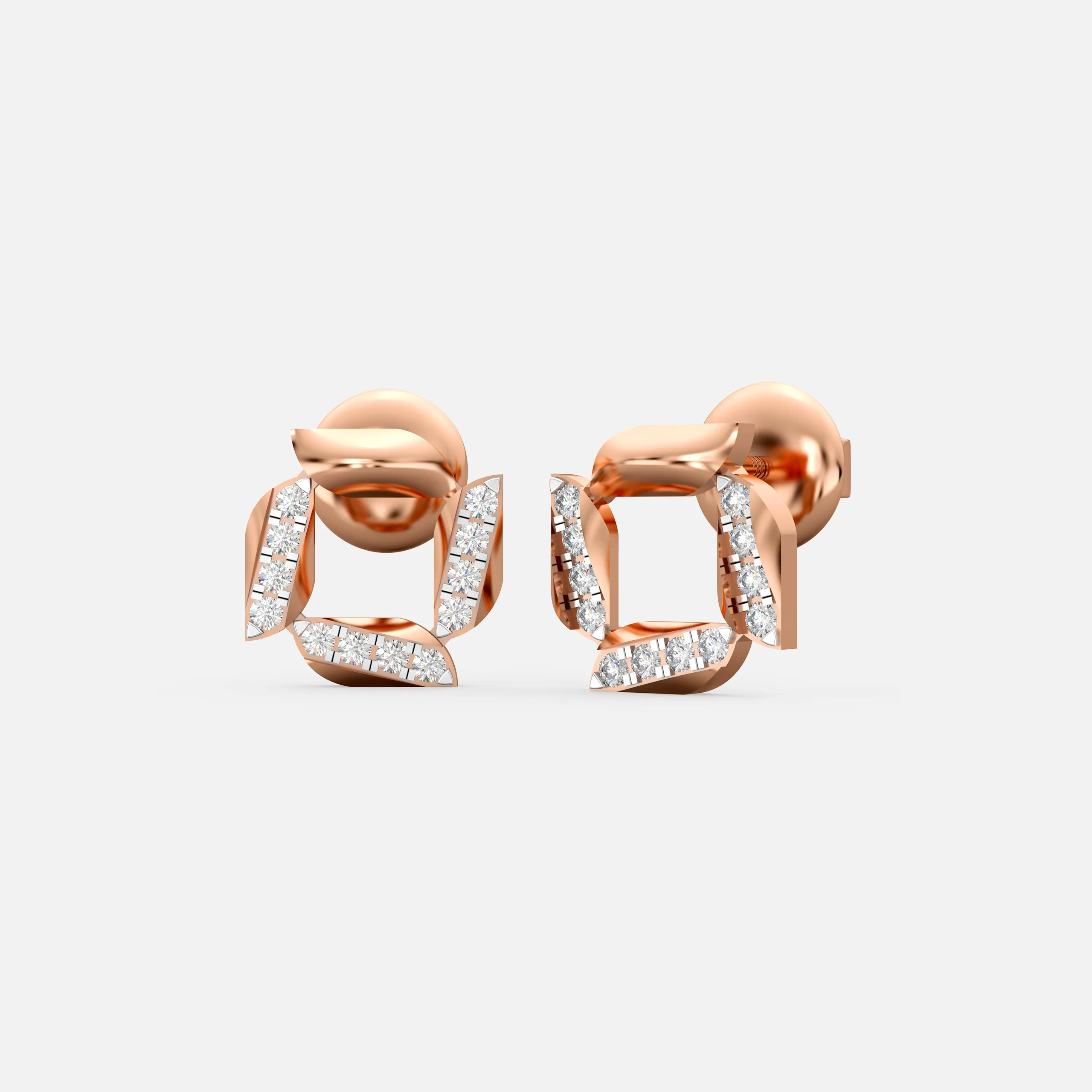 Floral Square Diamond Earrings