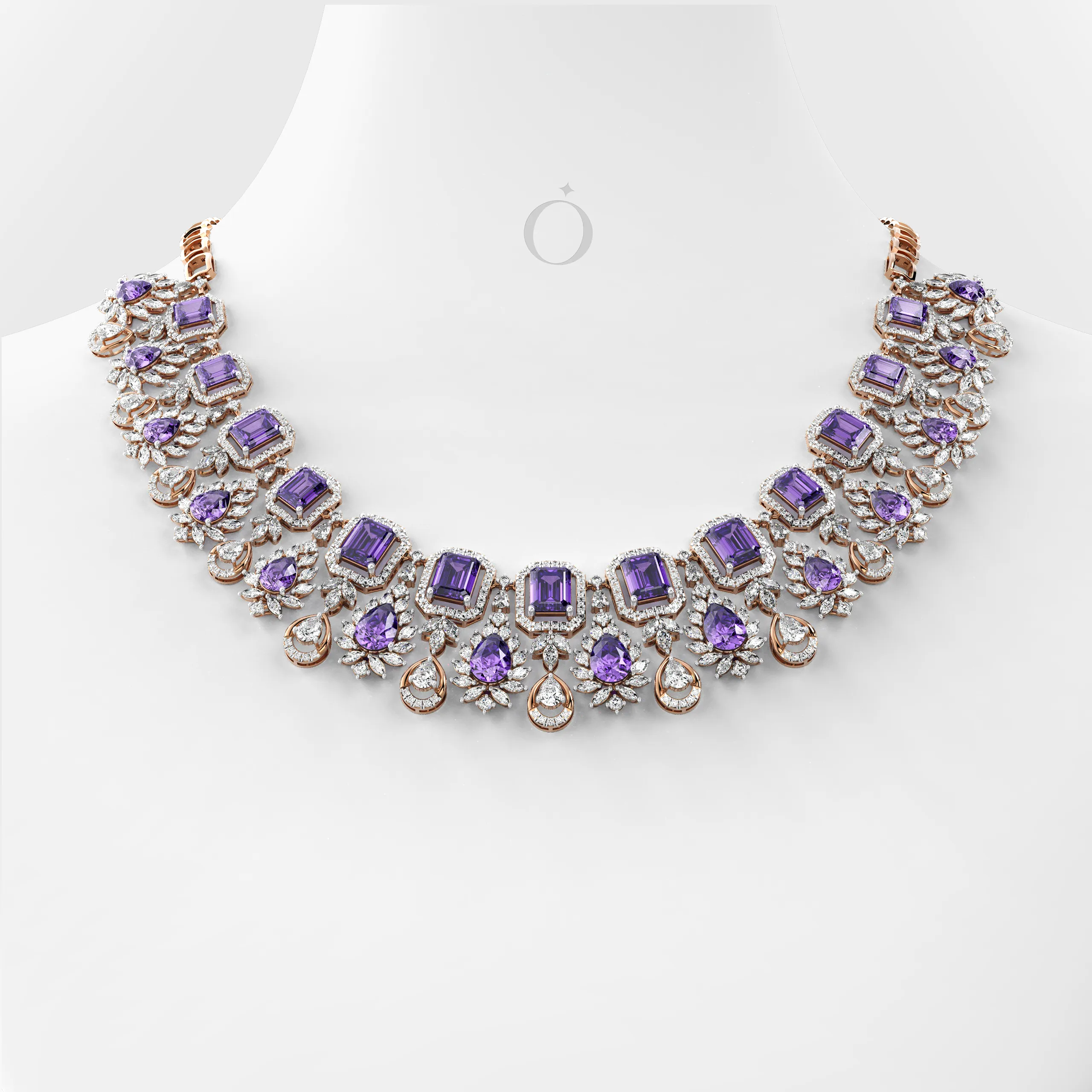 Imperial Amethyst Diamond Necklace Set