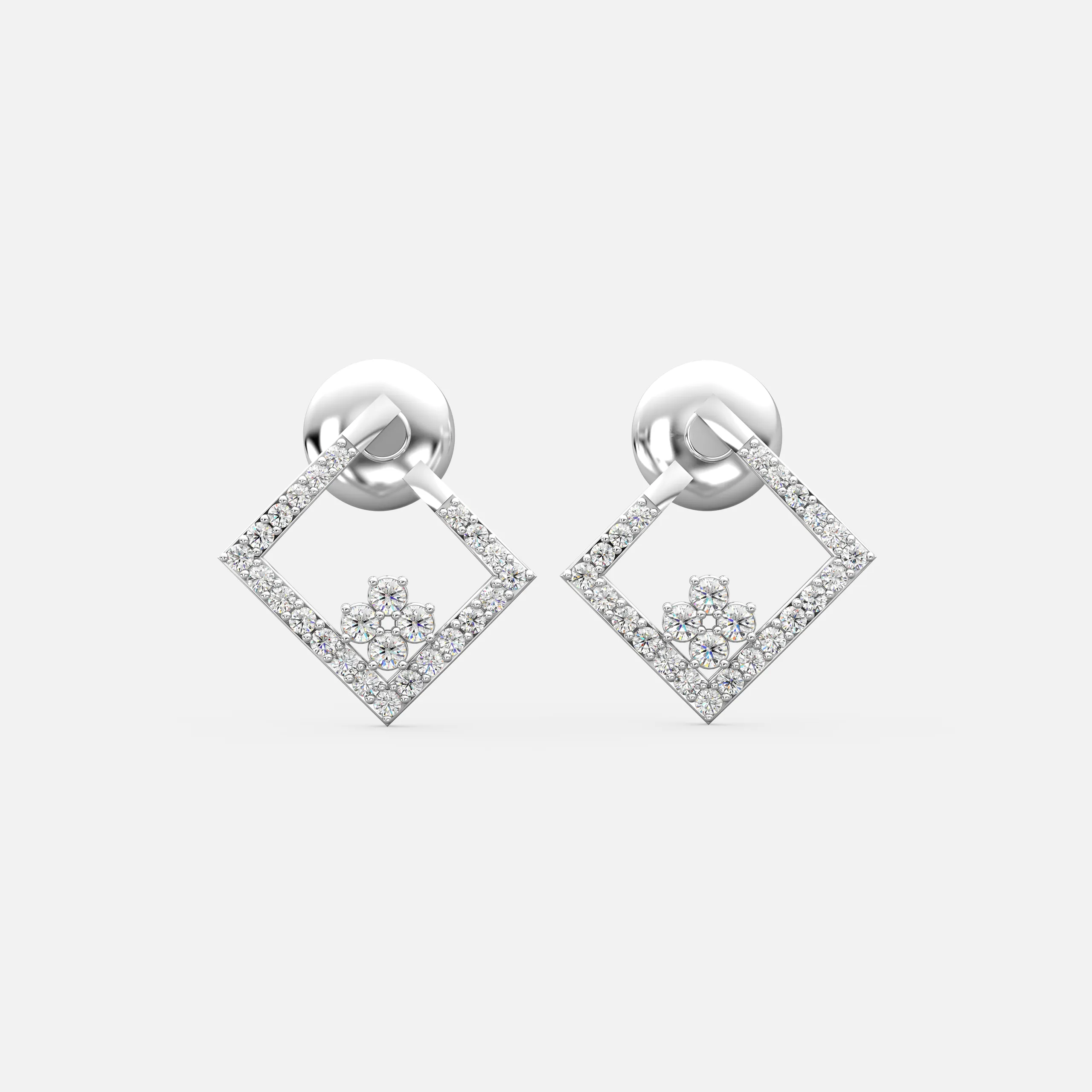 Floral Frame Diamond Earrings