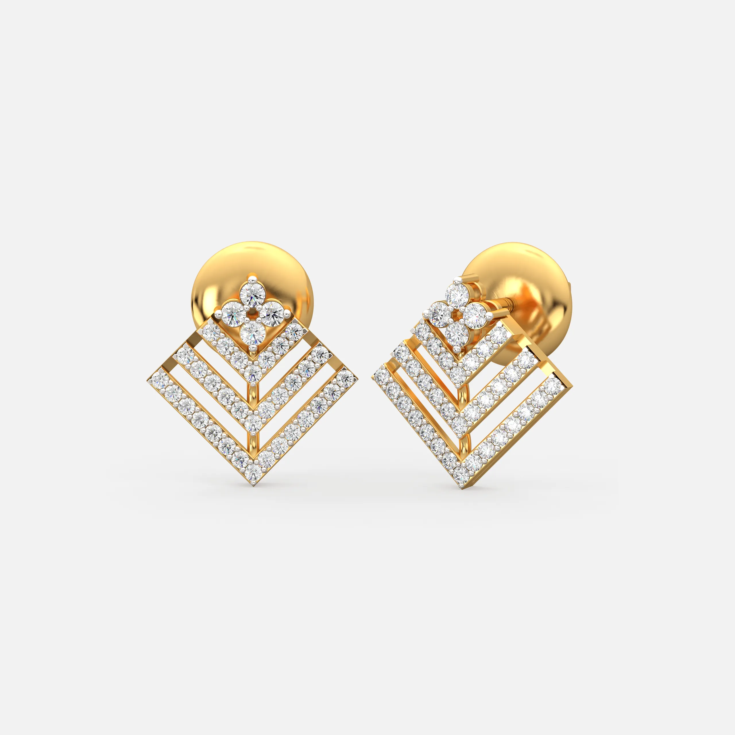 Diamond Chevron Bloom Studs