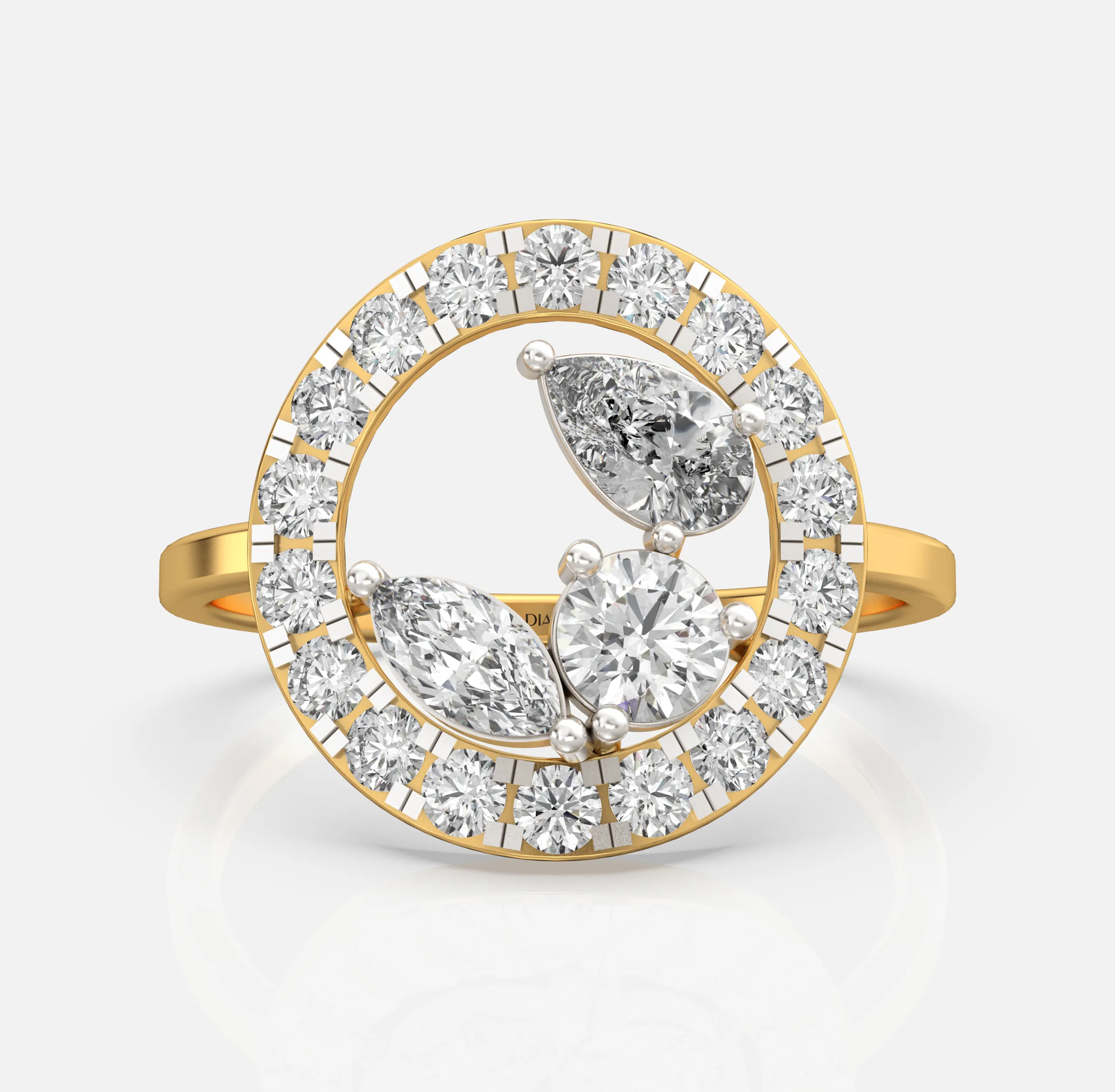 Floral Halo Mixed Diamond Ring