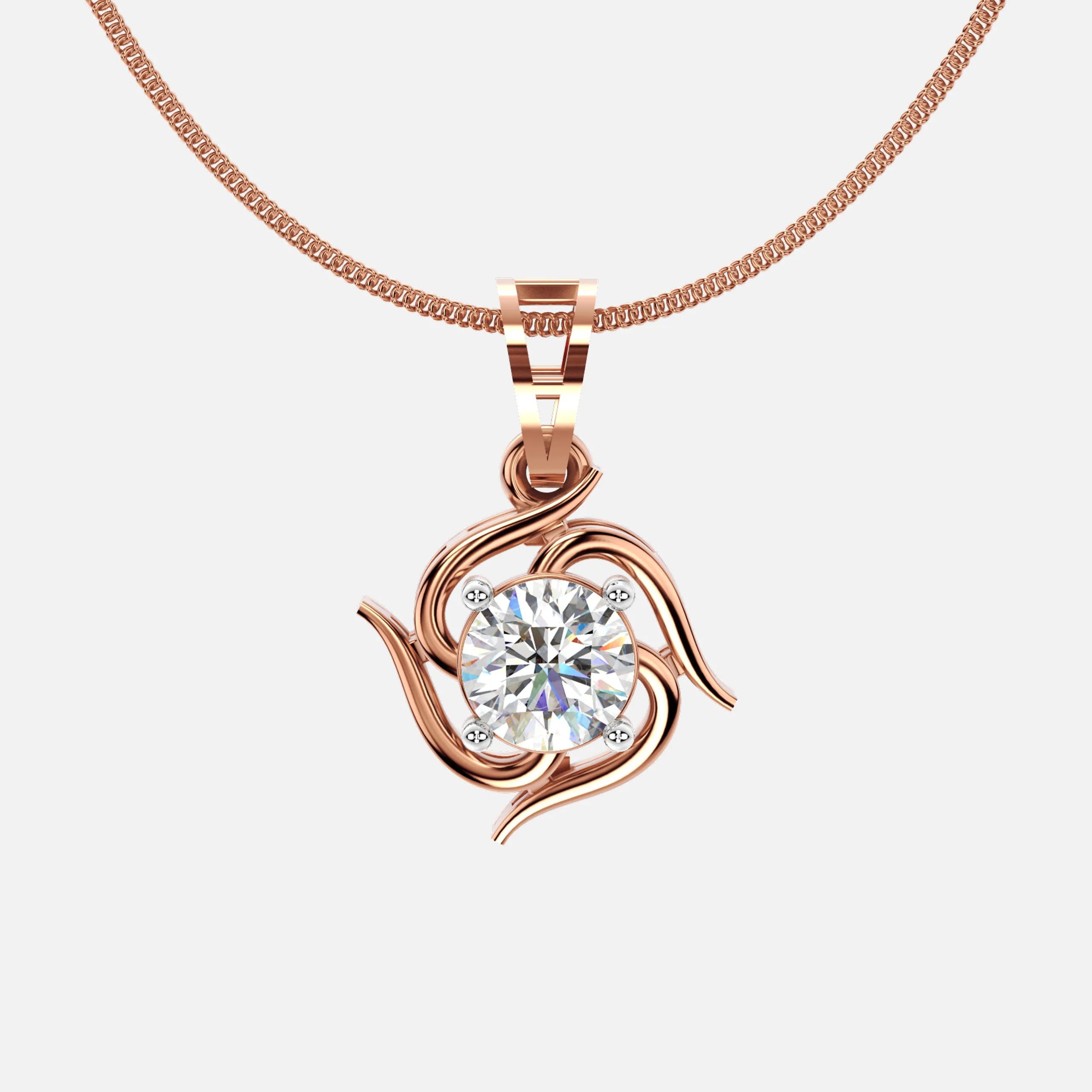 Swirl Solitaire Diamond Pendant