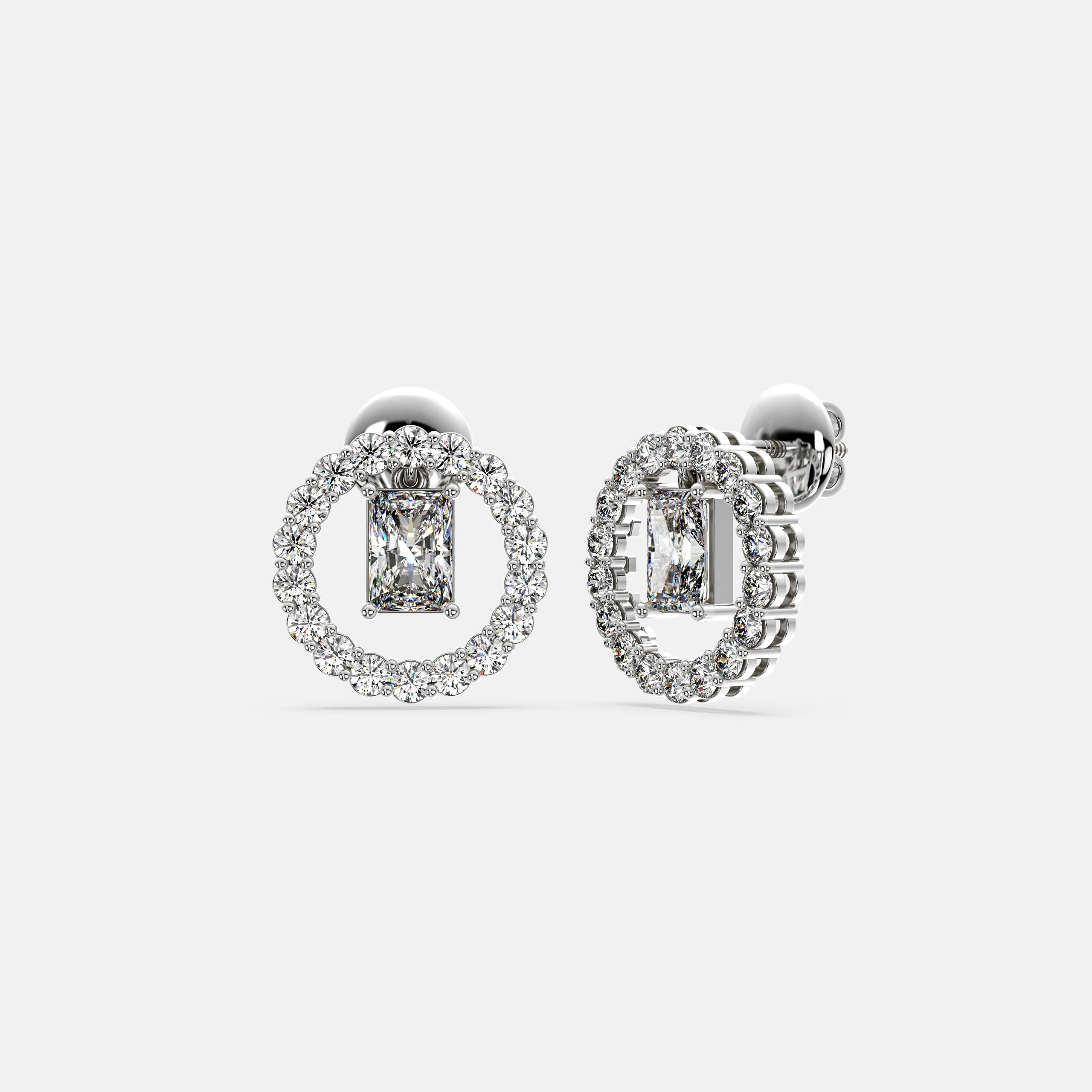 Halo Radiant Diamond Earrings