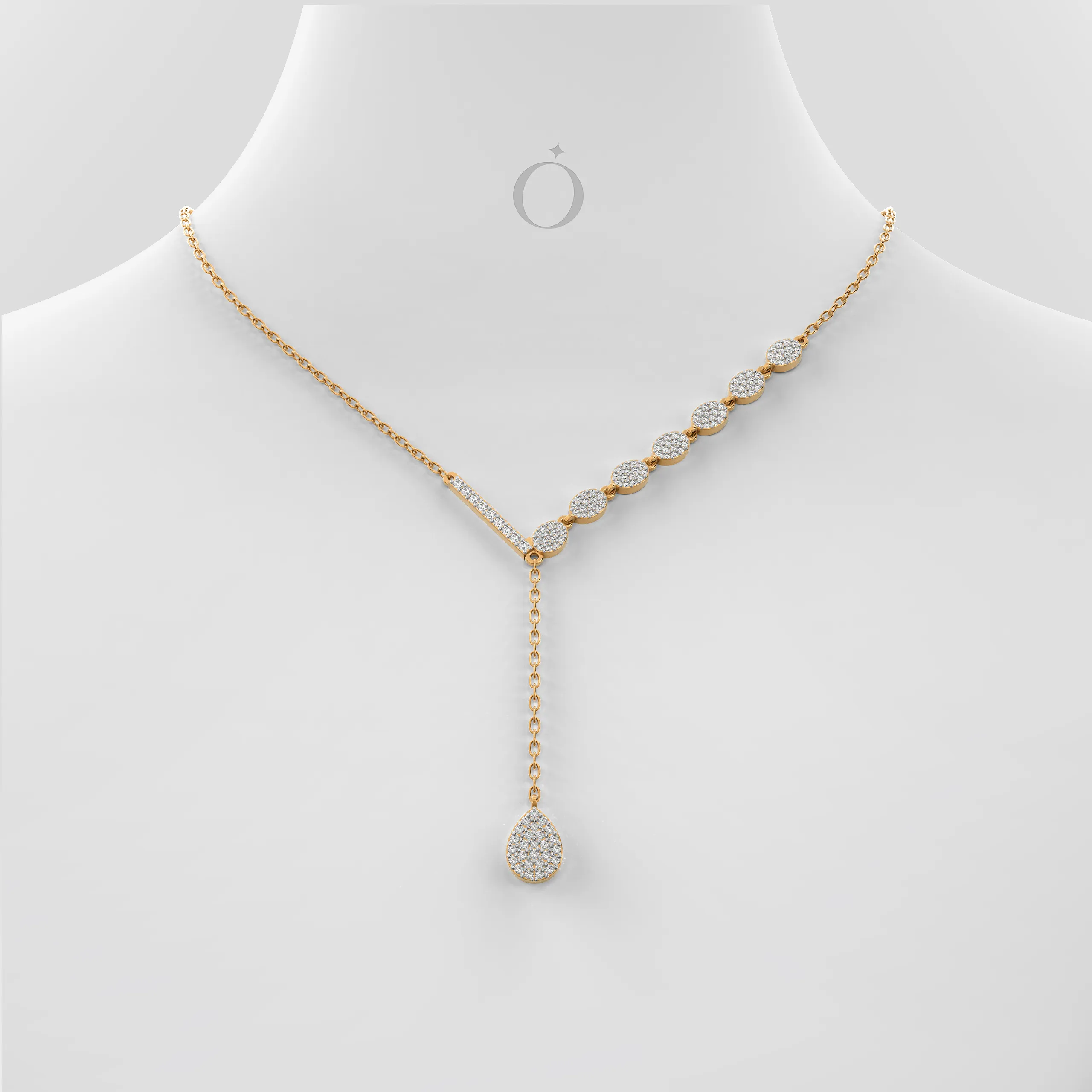 Asymmetric Drop Diamond Necklace