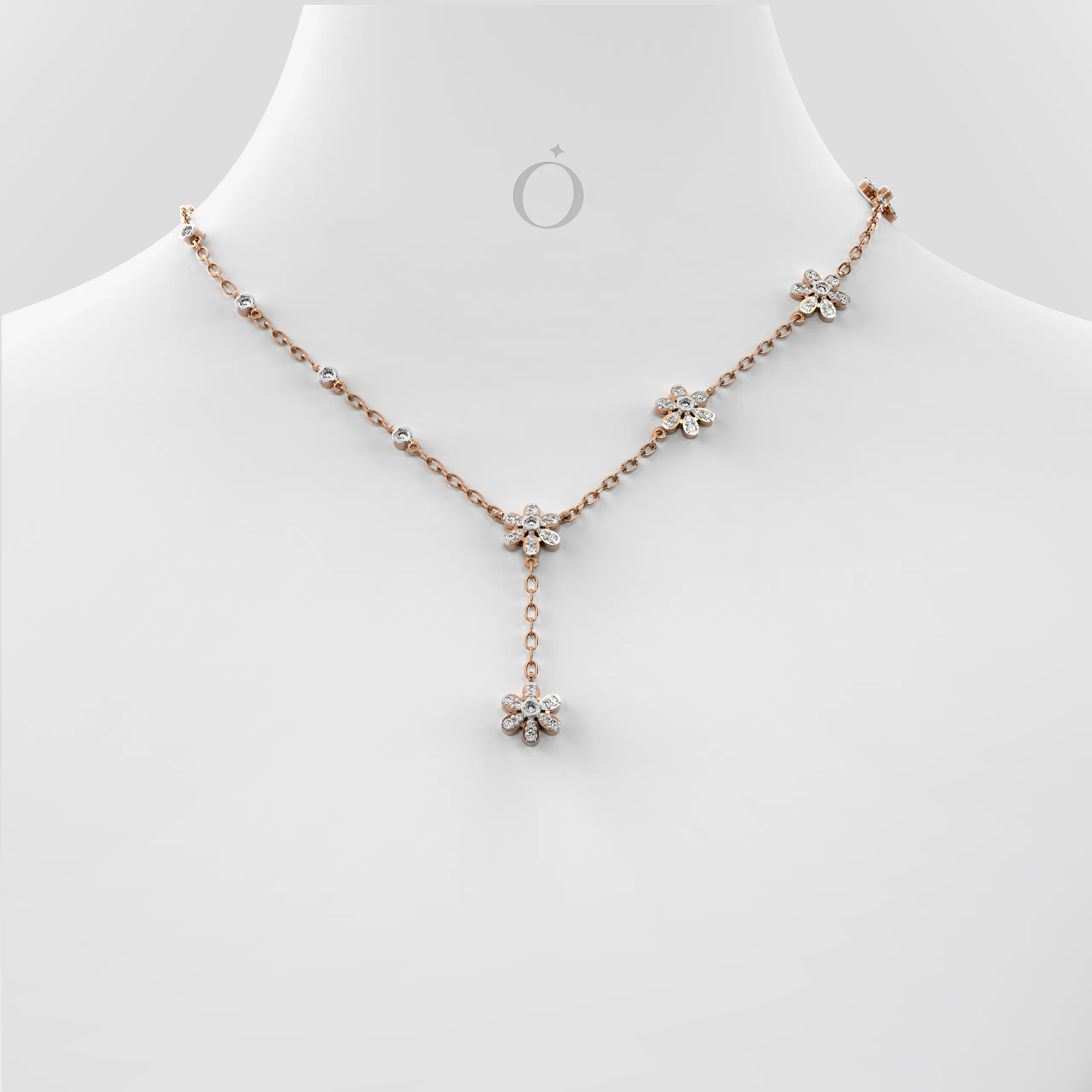 Floral Diamond Drop Necklace