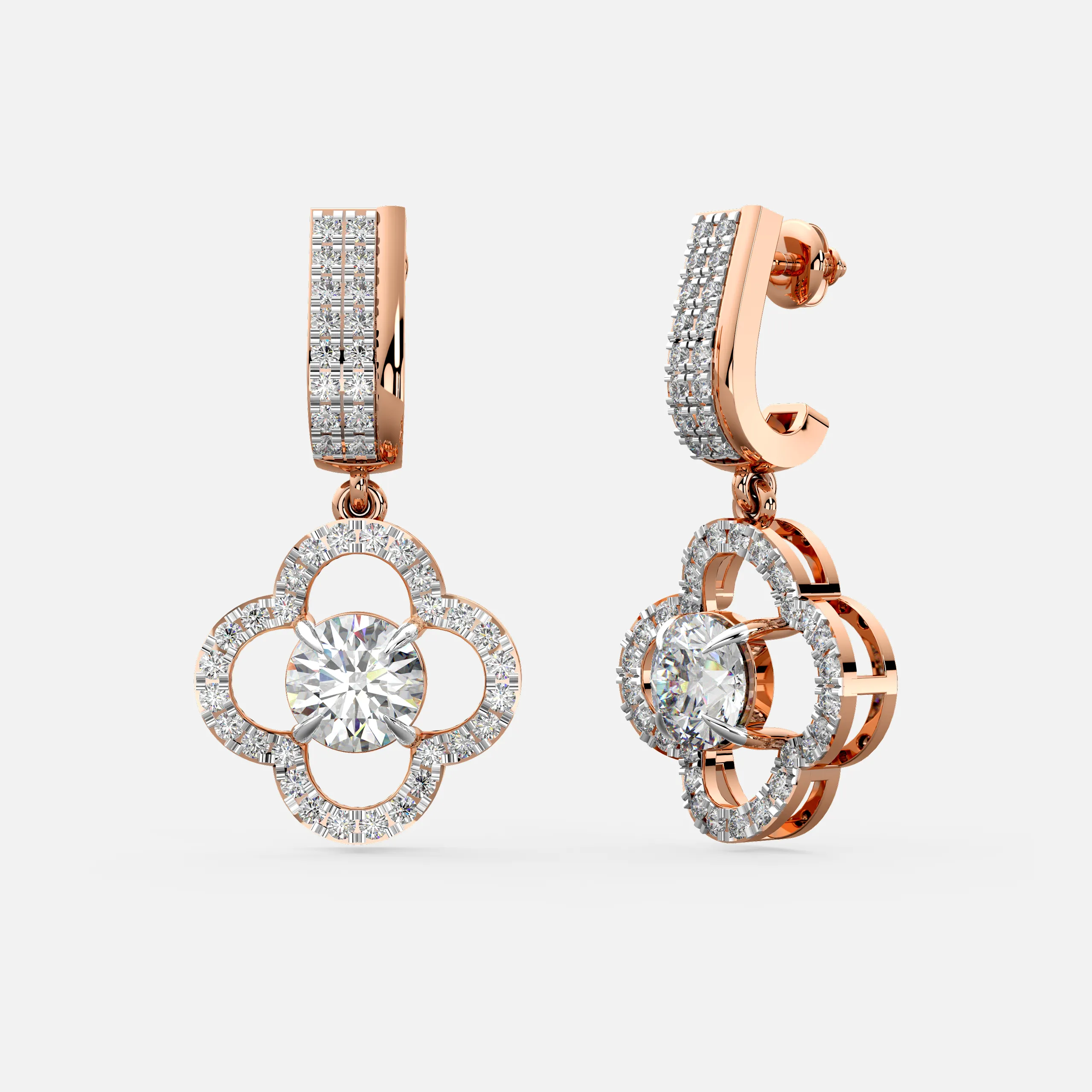 Diamond Flower Drop Earrings