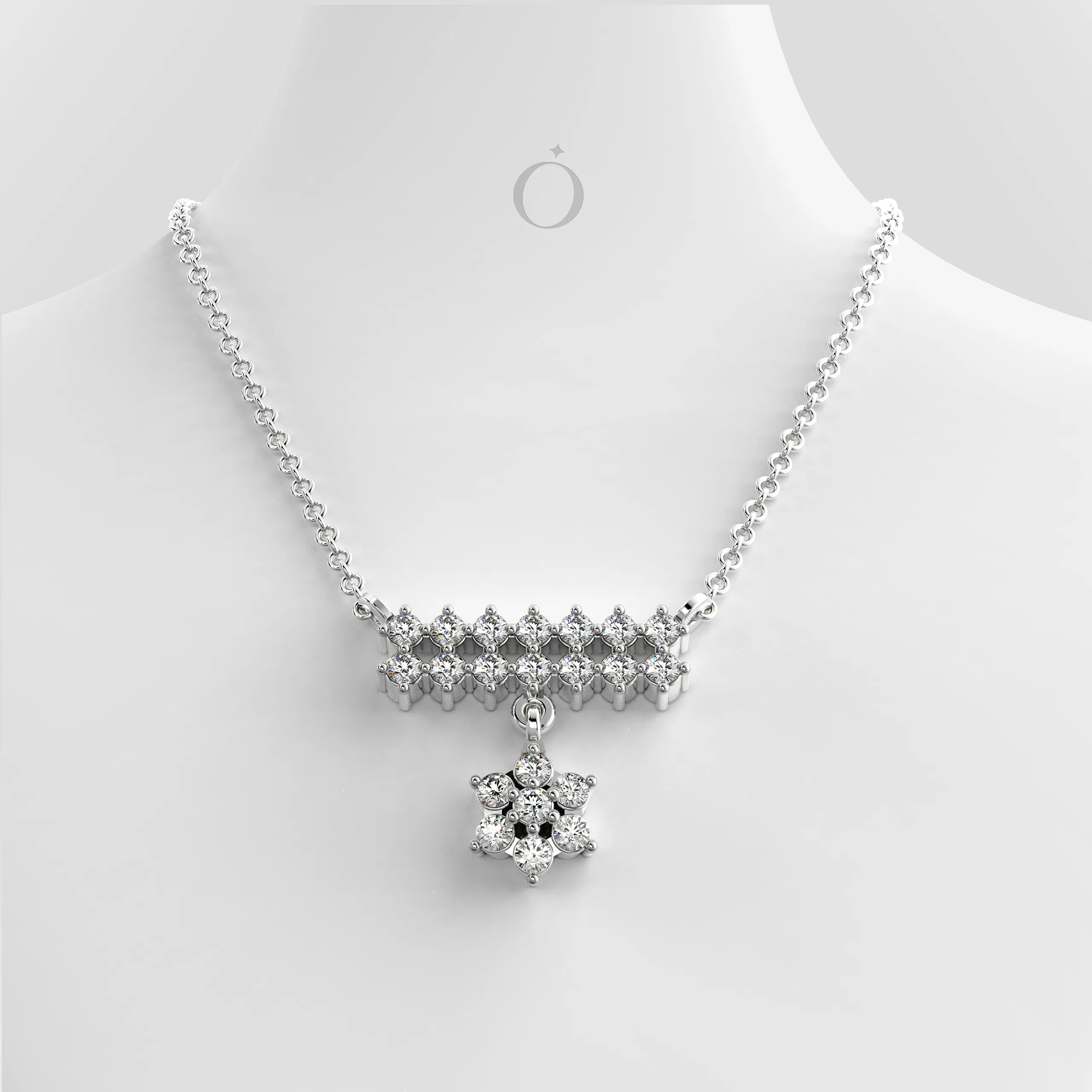 Floral Drop Diamond Necklace