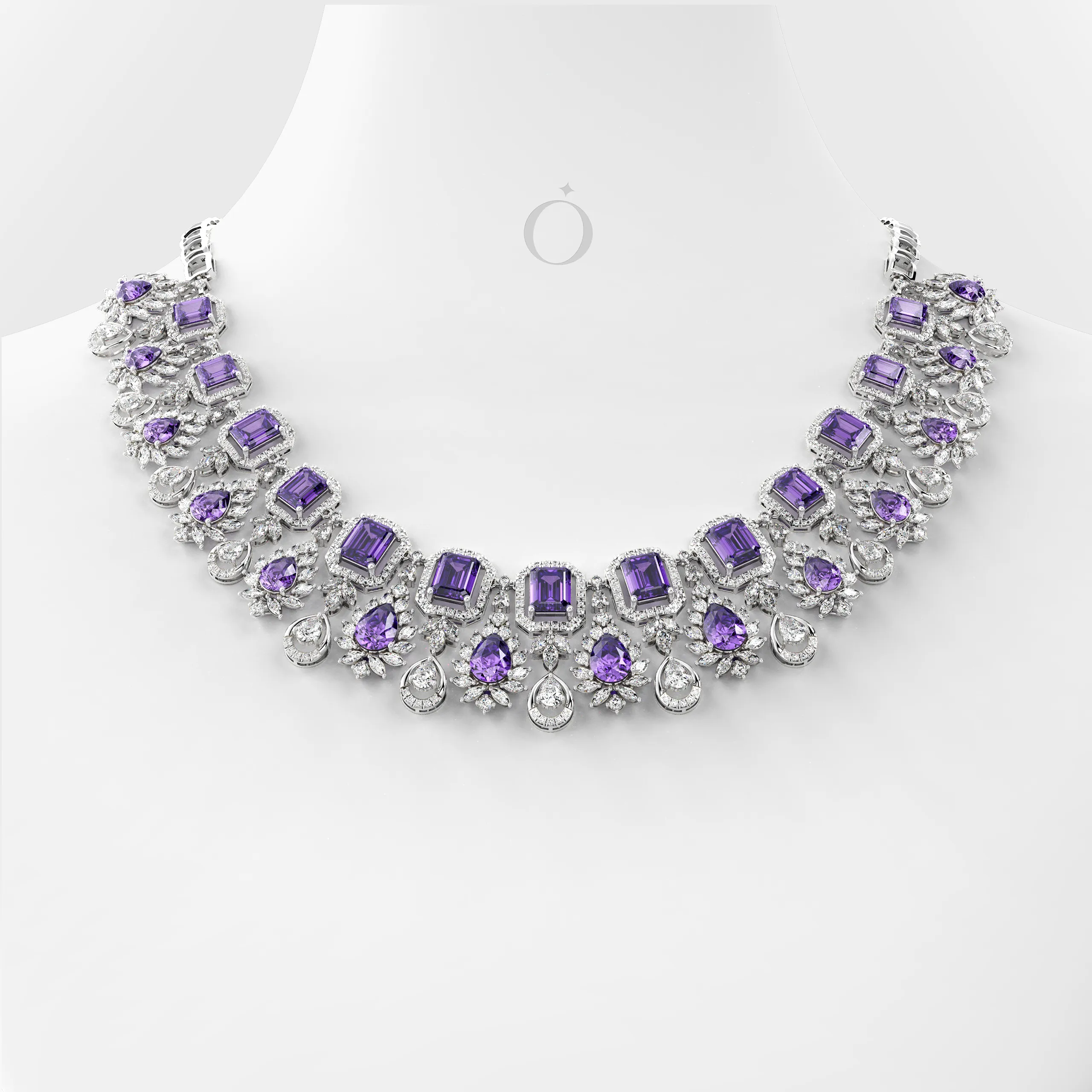 Imperial Amethyst Diamond Necklace Set