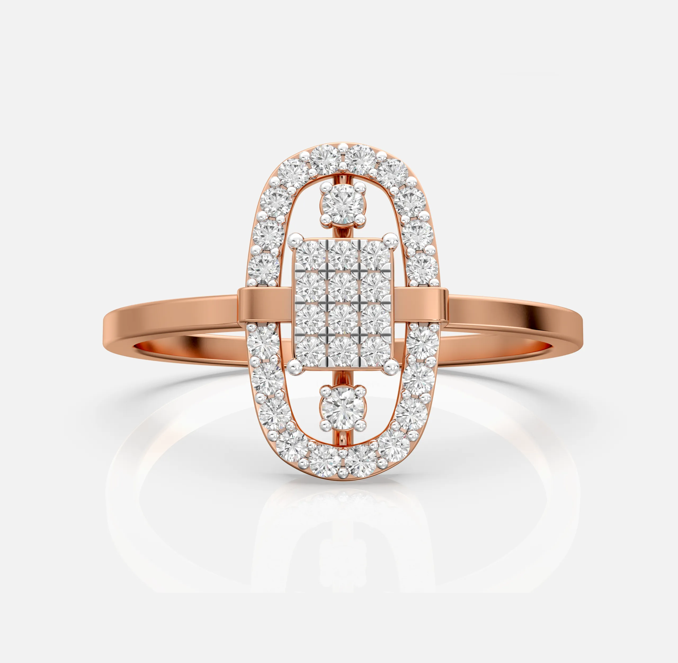 Oval Halo Link Diamond Ring