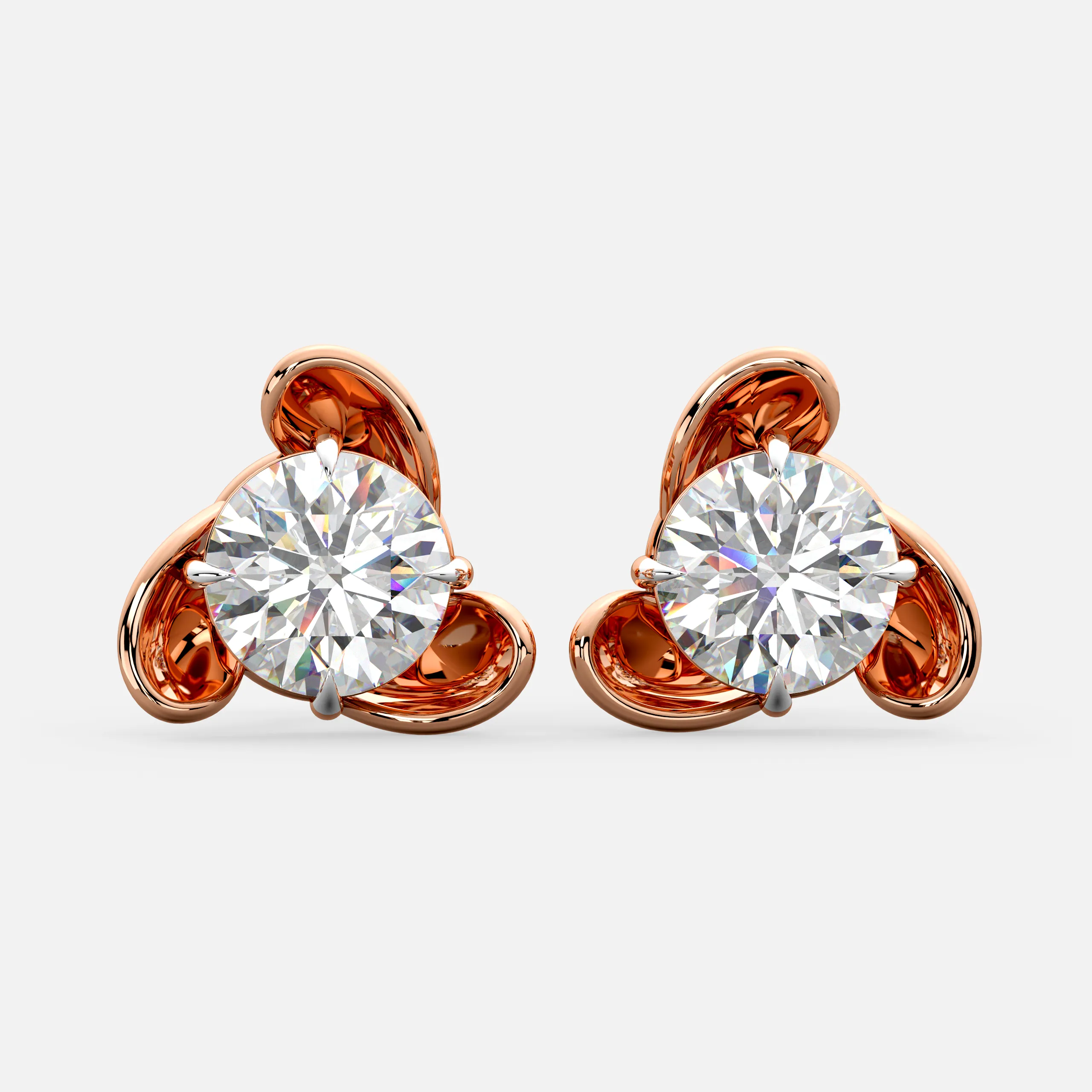 Triflora Solitaire Diamond Earrings