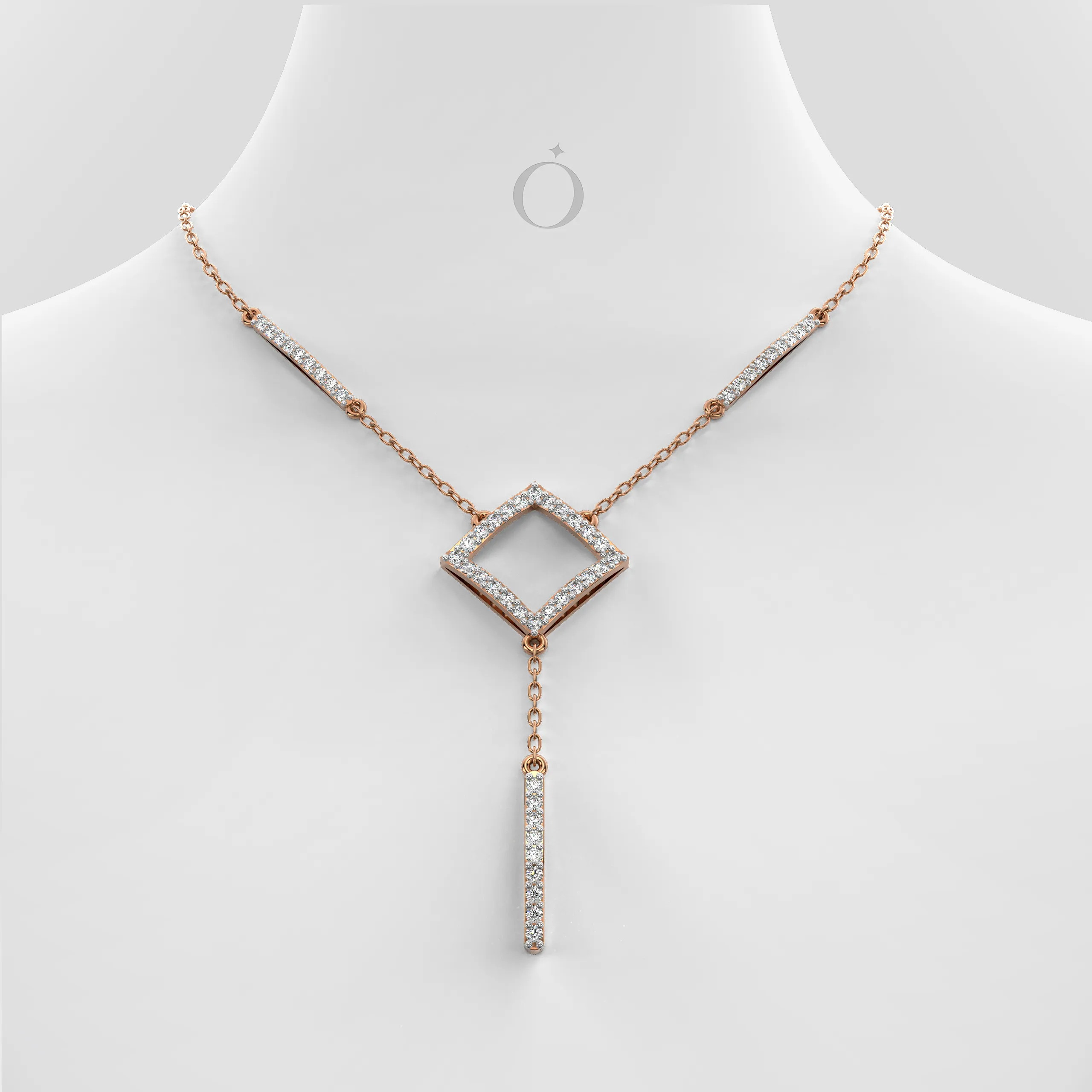 Geometric Diamond Drop Necklace