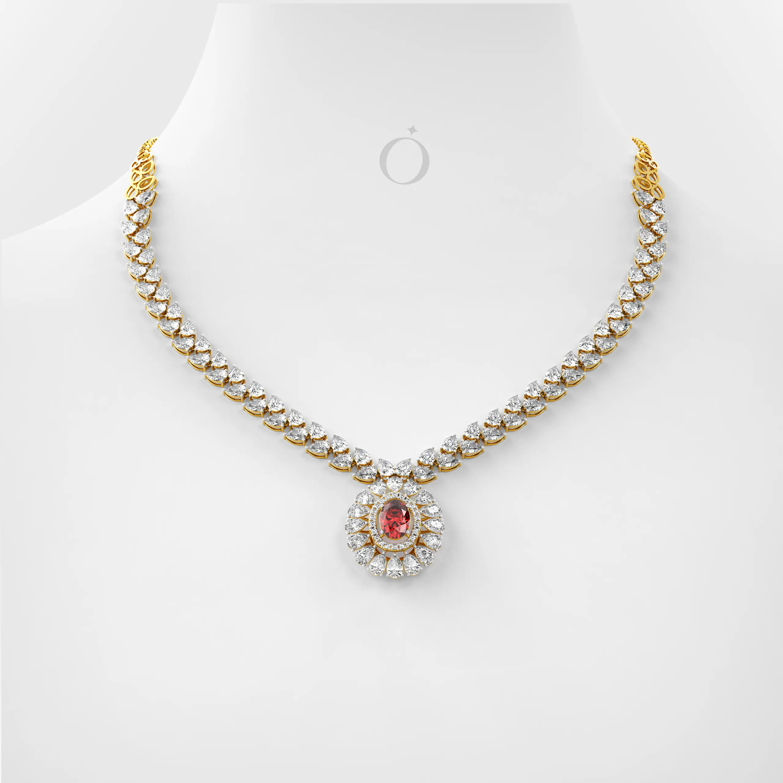 Oval Halo Diamond Necklace