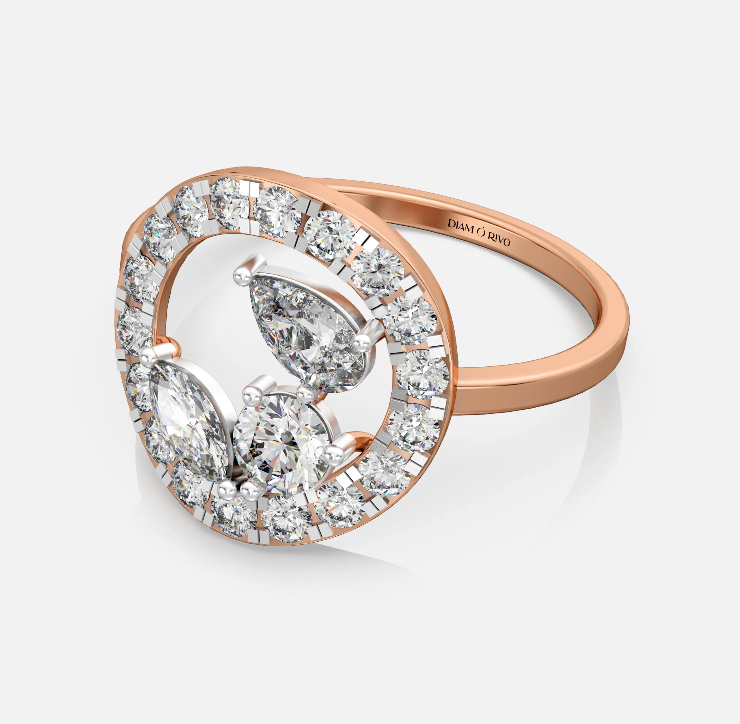 Floral Halo Mixed Diamond Ring