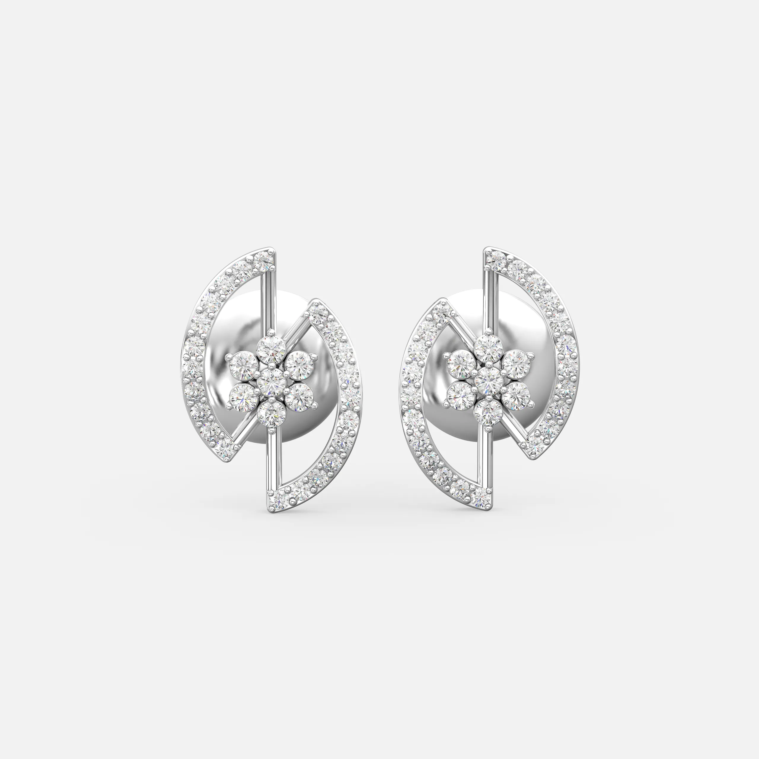 Diamond Petal Arc Studs
