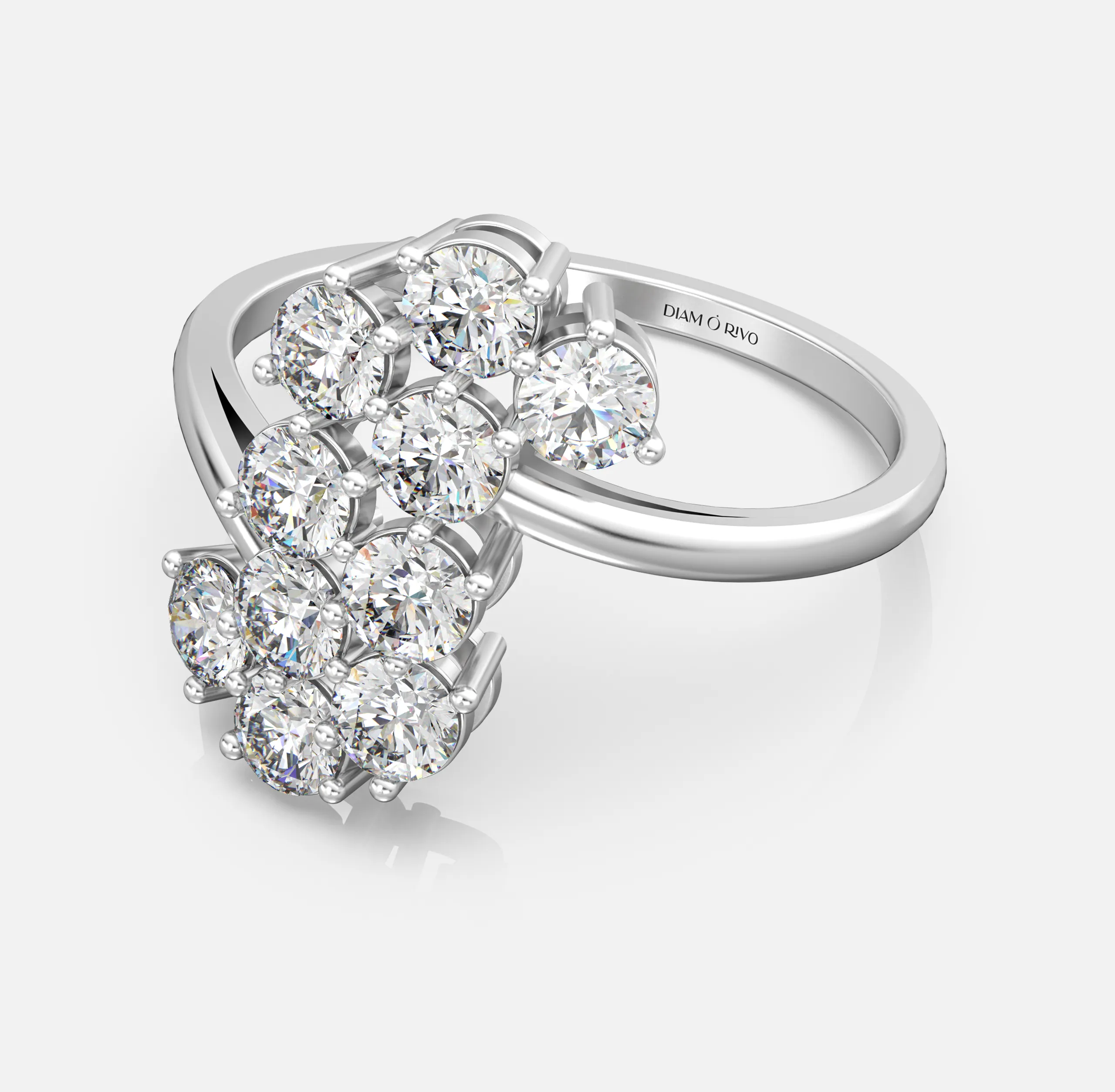 Cluster Wave Diamond Ring
