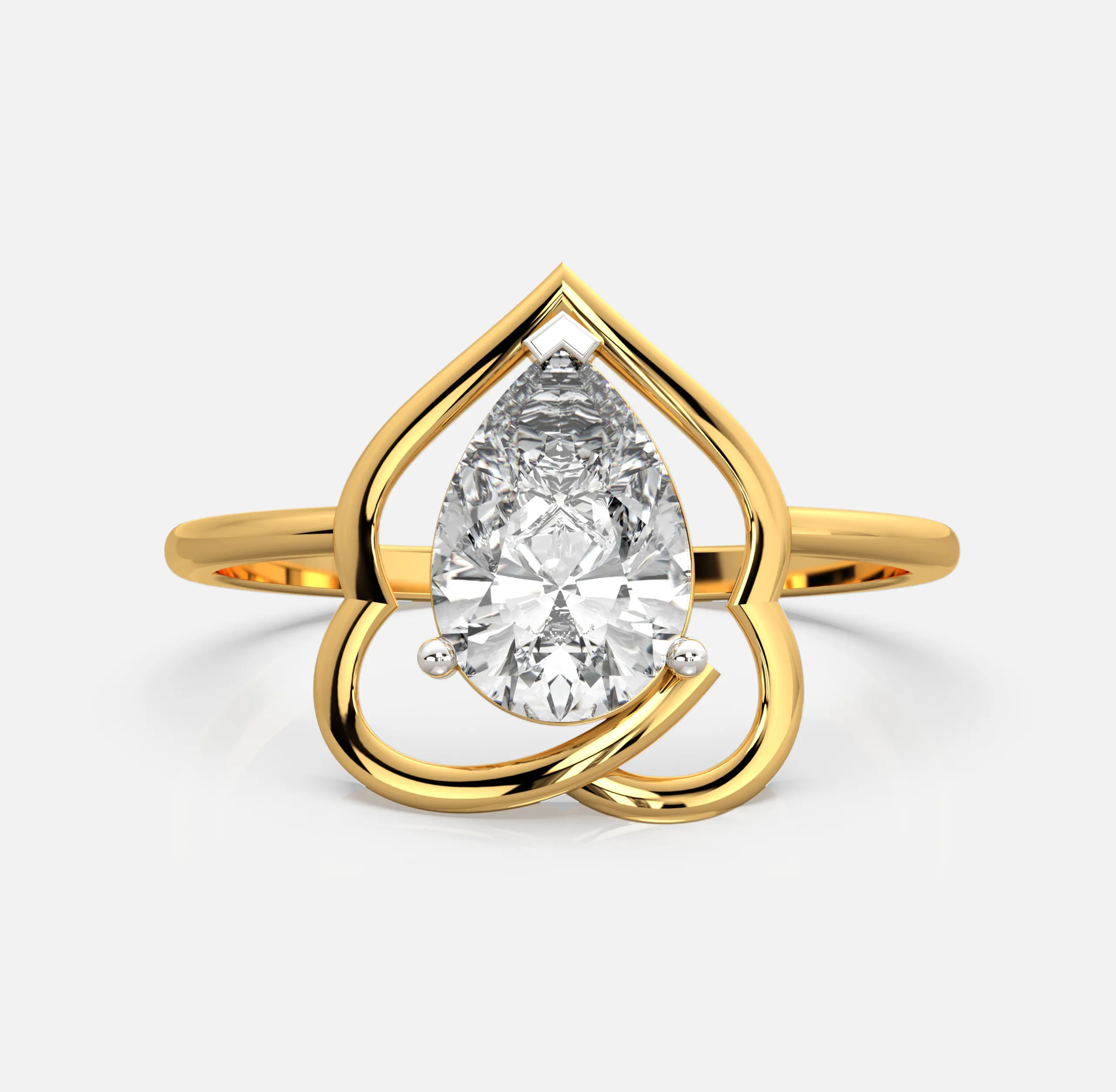 Pear Diamond Heart Frame Ring